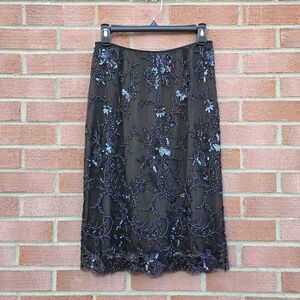 Milanda Eng Vintage Beaded Silk Pencil Skirt Small Y2K